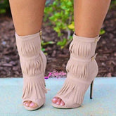 Tassel Zipper High Heels Oshnow